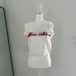 Miss Adore White Sleeveless Knit Top